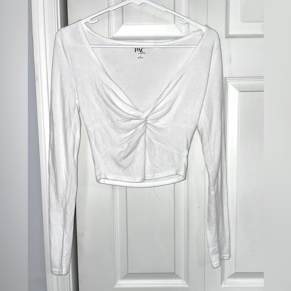 Pacsun White Long Sleeve Cropped Shirt Size Small